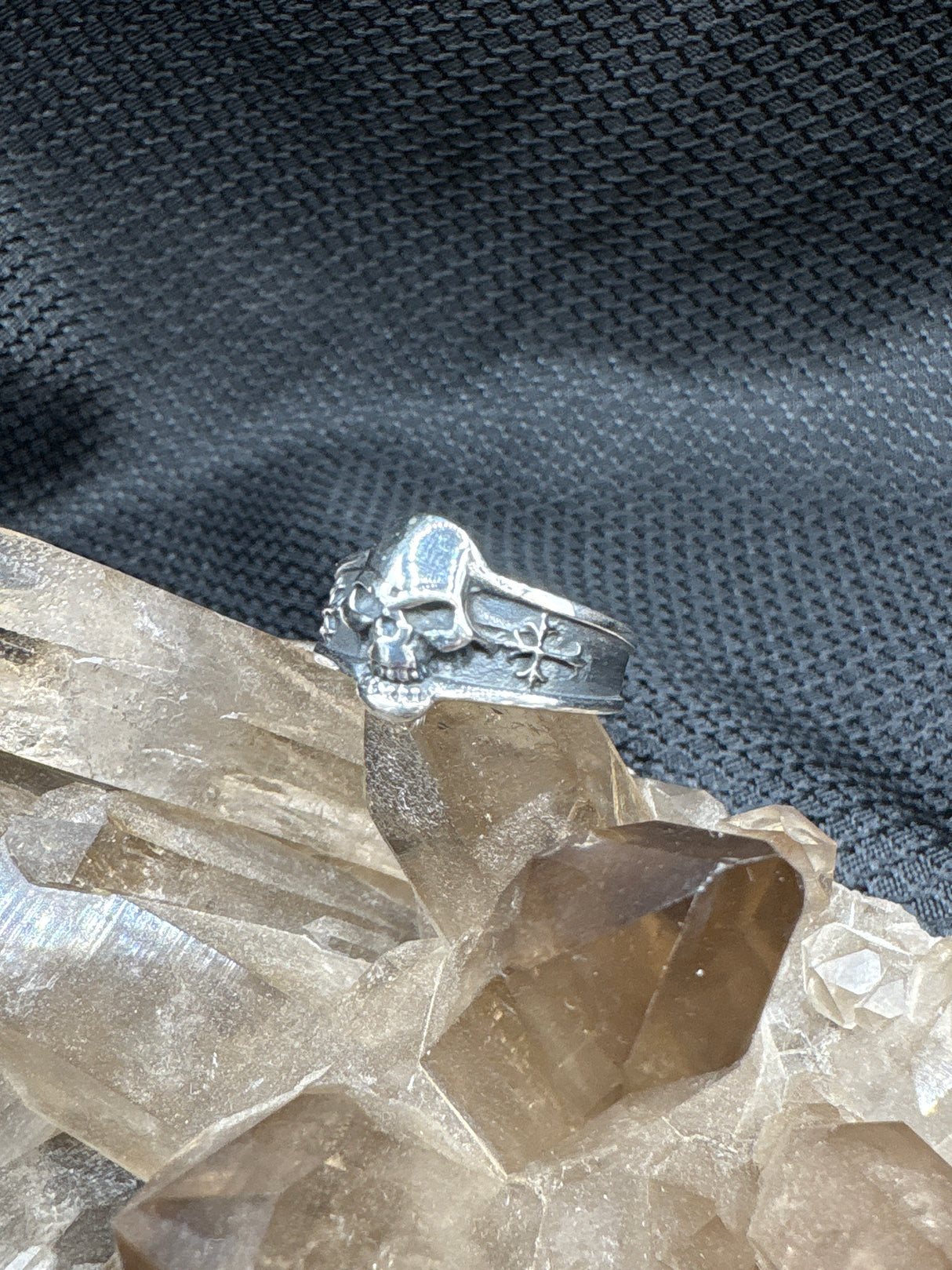 Sterling Silver Skull Cross Ring - Size 8.5