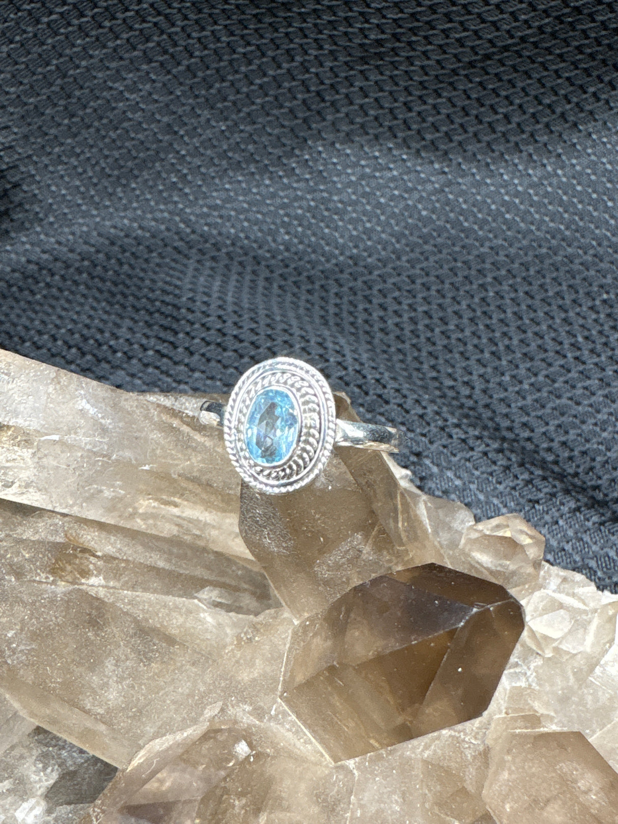 Sterling Silver Blue Topaz Ring - Size 9
