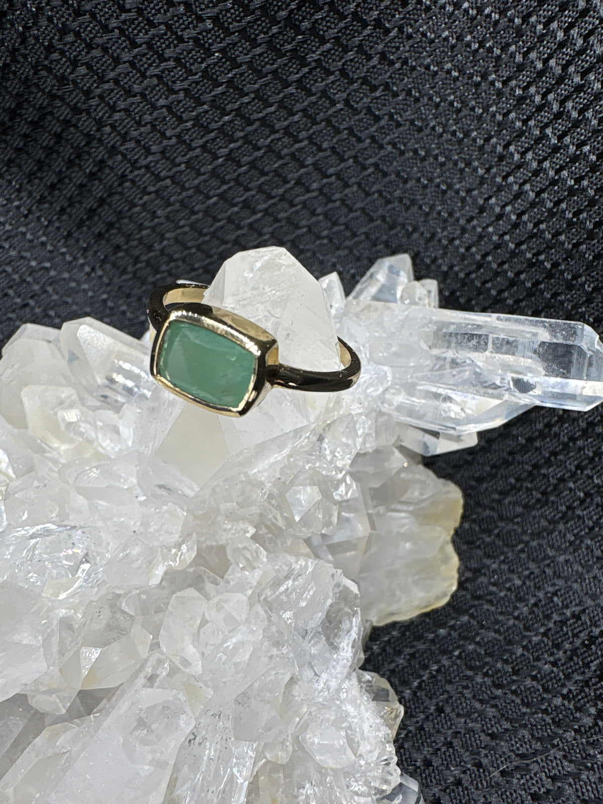 Gold Alloy Green Jade Ring - Assorted Size