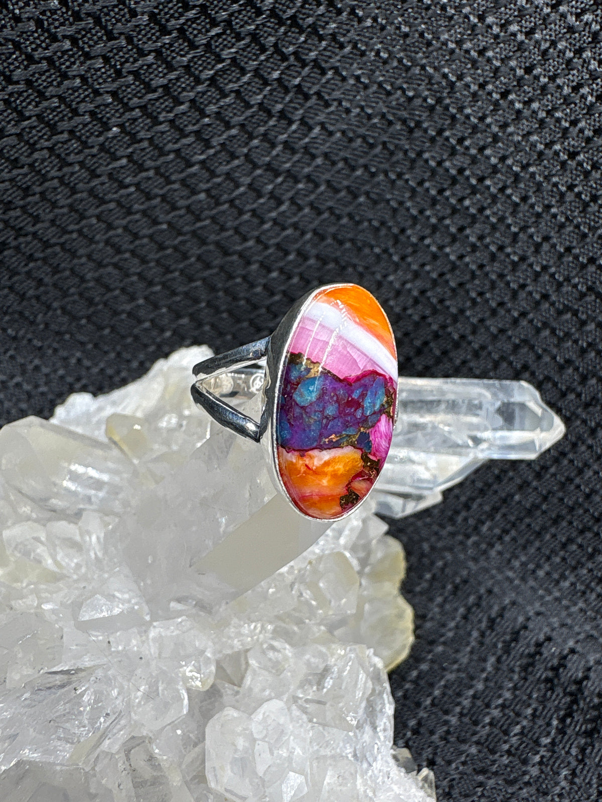 Sterling Silver Spiny Oyster Turquoise Ring - Size 7