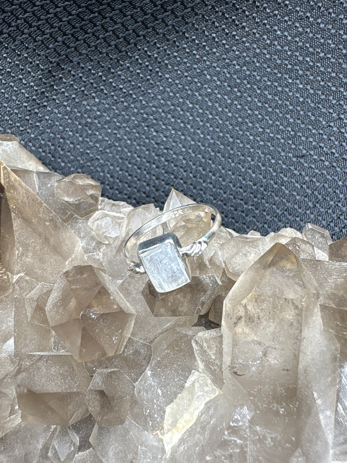 Sterling Silver Rainbow Moonstone Ring - Size 8.5