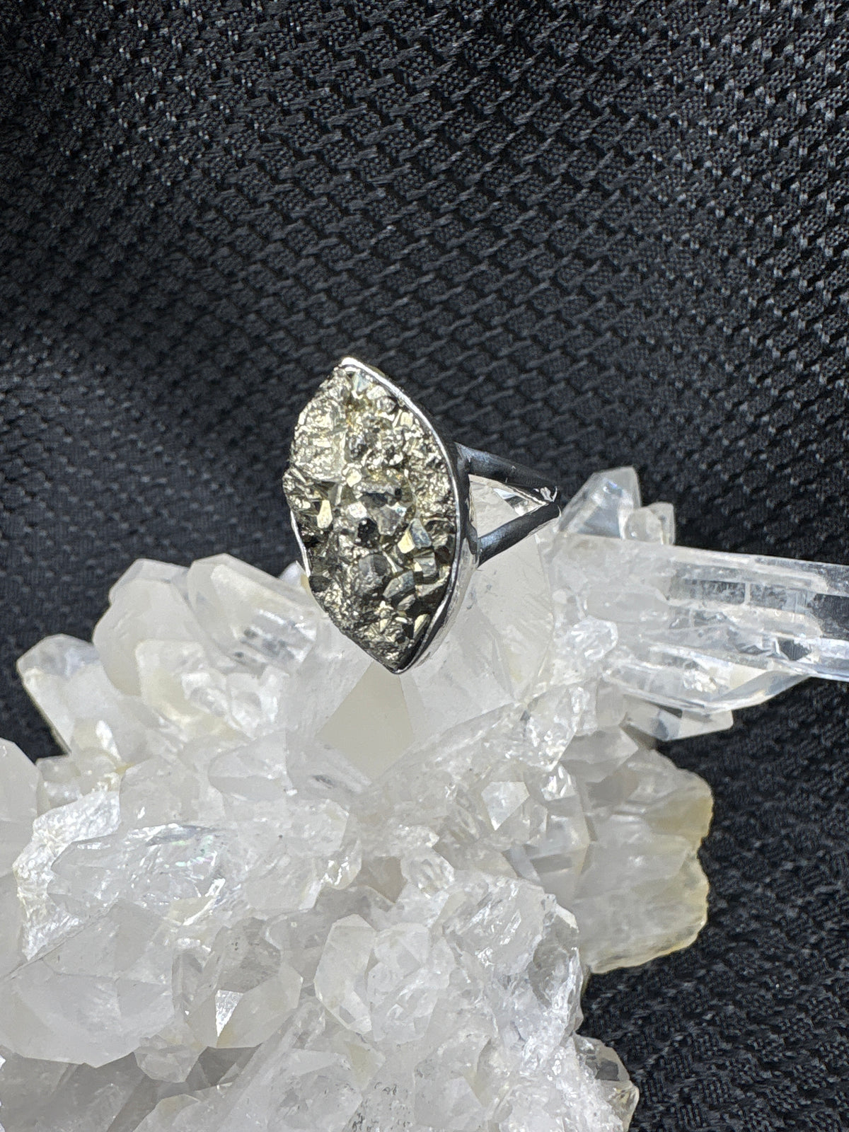 Sterling Silver Pyrite Ring - Size 9