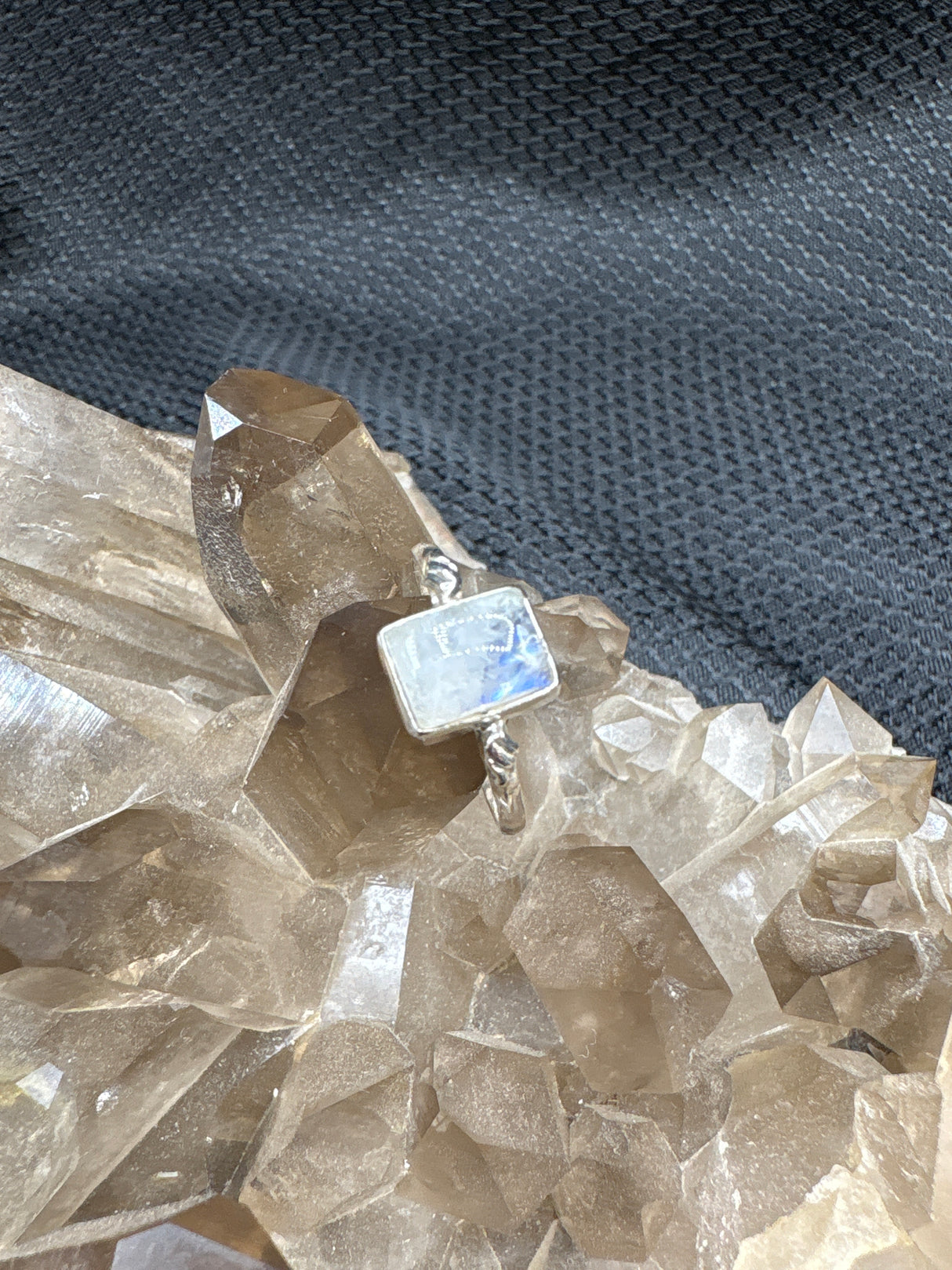 Rainbow Moonstone Sterling Silver Ring
