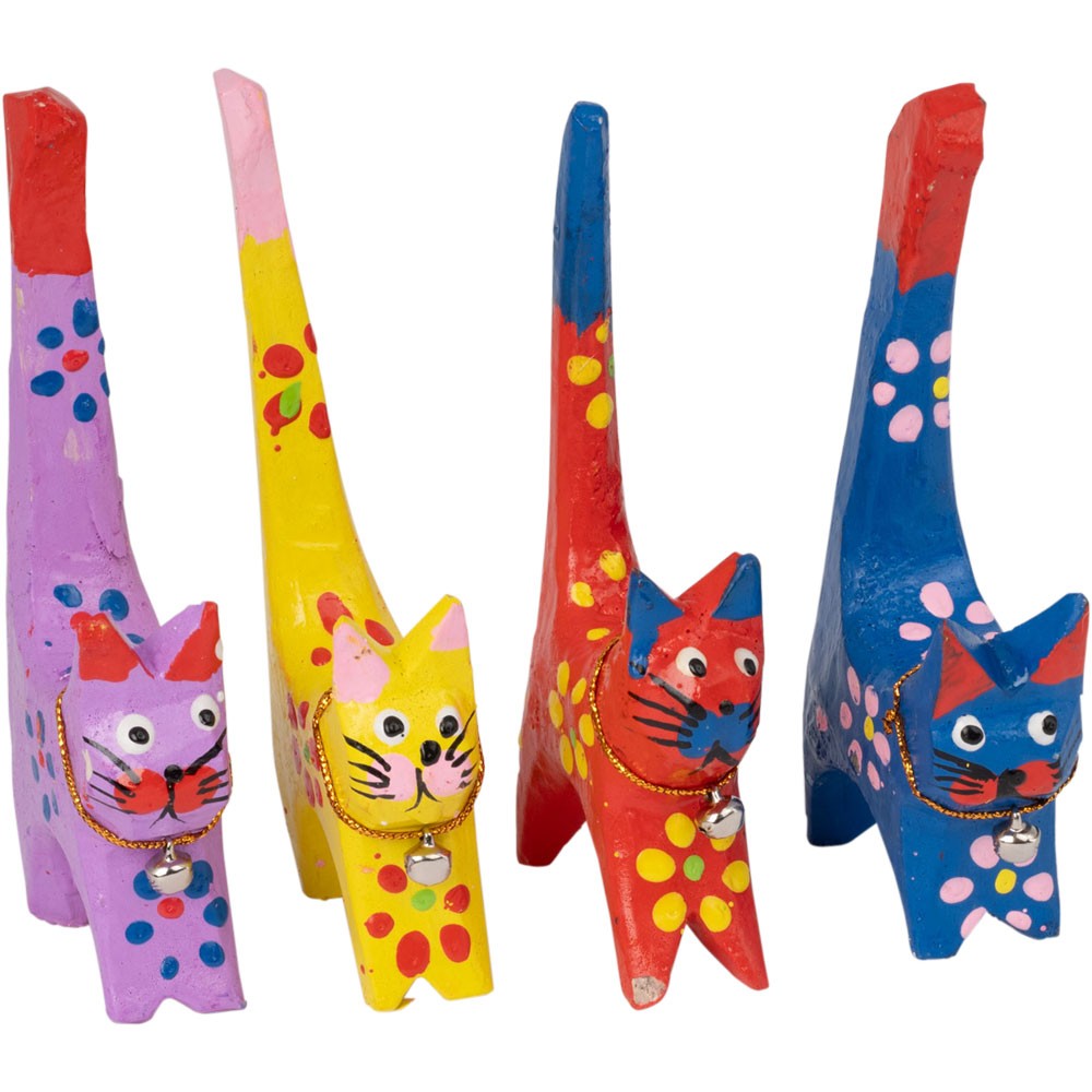 Wooden Cat Figurine (4.5"H)