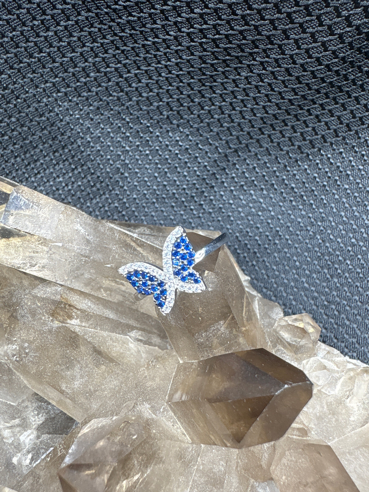 Sterling Silver Blue Zirconia Butterfly Ring - Size 8