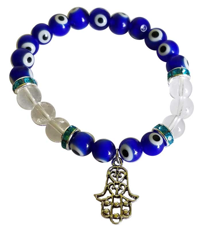 Evil Eye & Quartz Fatima Hand Bracelet