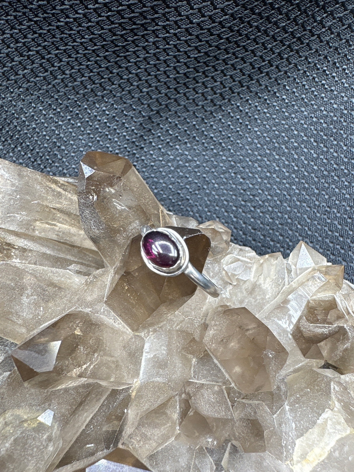 Sterling Silver Garnet Ring - Size 7.5