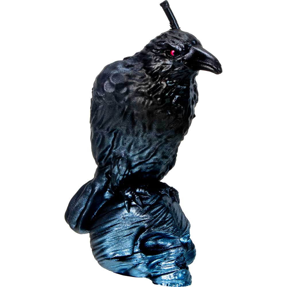 Black Raven on Skull Candle (3.75"H)