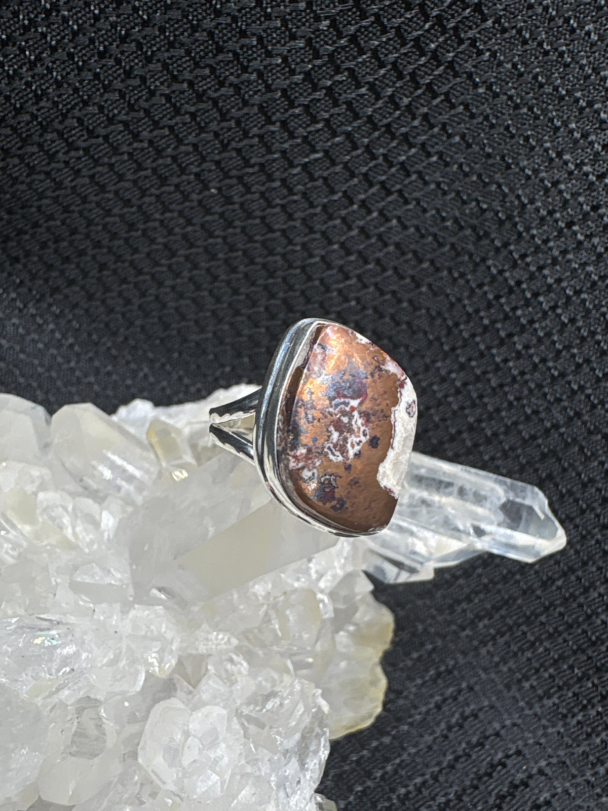 Sterling Silver Copper Agate Ring - Size 6