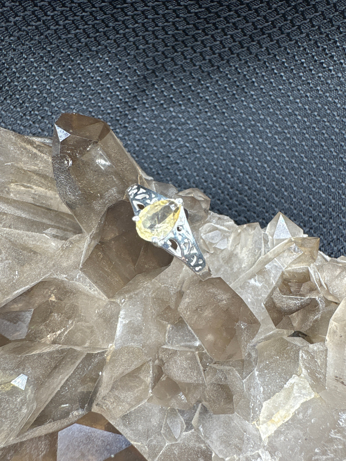 Sterling Silver Citrine Teardrop Ring - Size 9