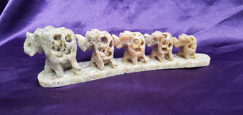 5 Elephants in a Row - Soapstone Carving