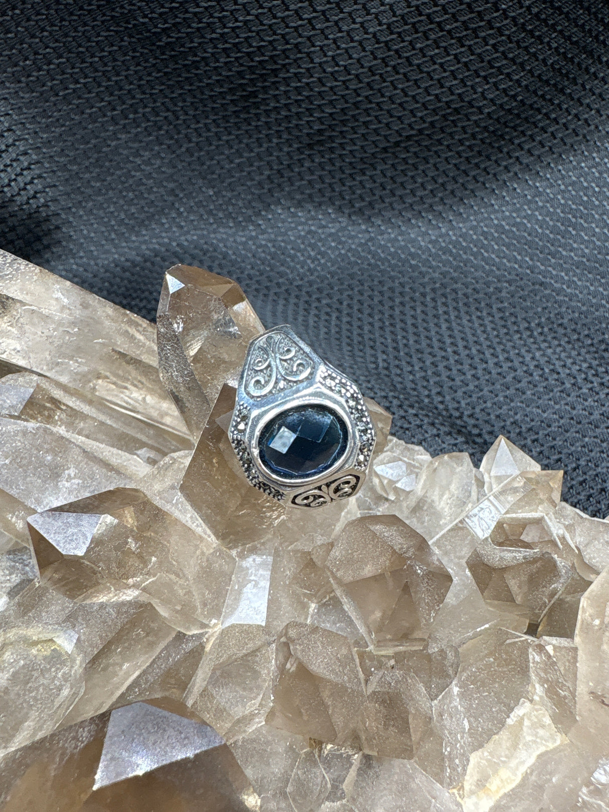 Sterling Silver Lab Sapphire Ring - Size 11.5