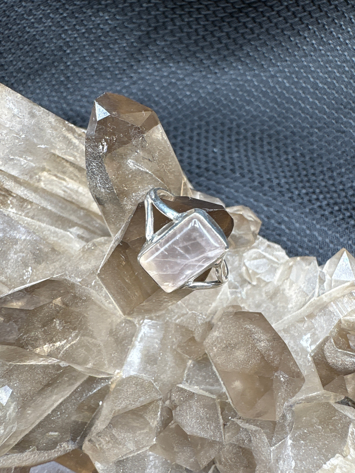 Sterling Silver Rose Quartz Ring - Size 5.5