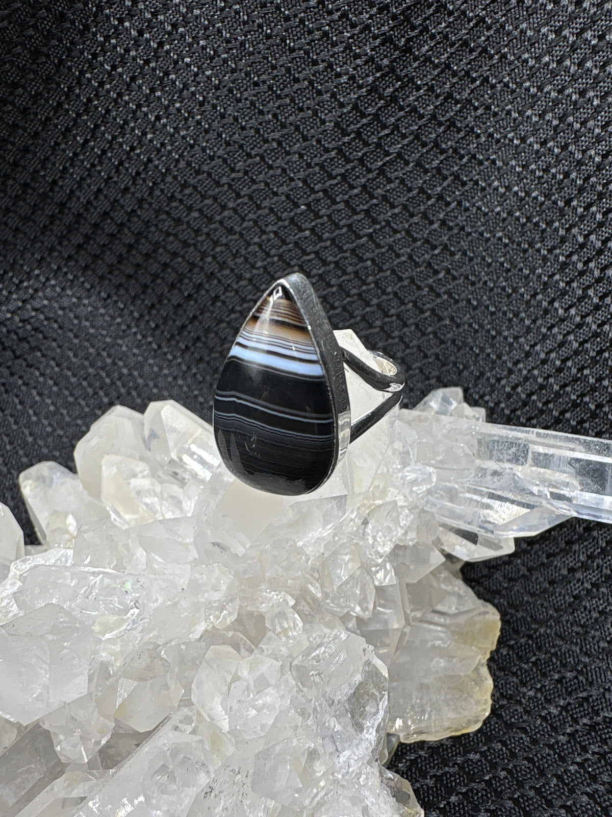 Sterling Silver Banded Agate Ring - Assorted Size