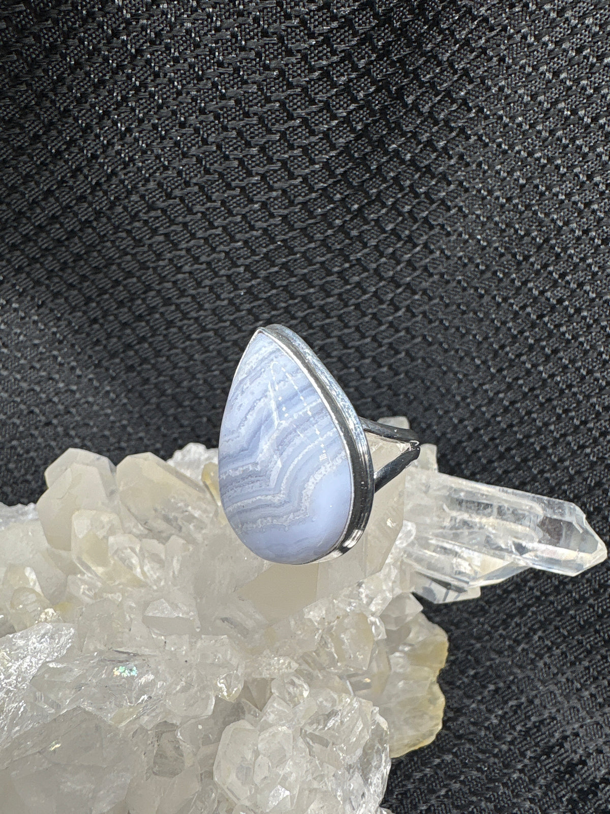 Sterling Silver Blue Lace Agate Ring - Size 8