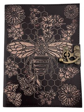 Bee Leather Journal w/ Latch 6x8"