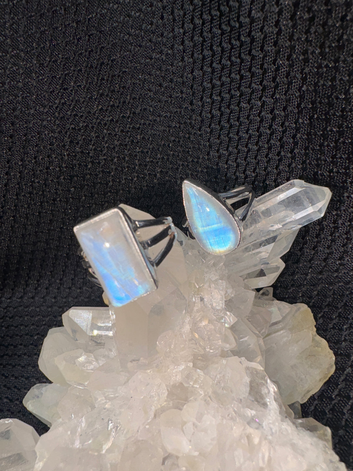 Sterling Silver Blue Flash Moonstone Ring - Assorted Size