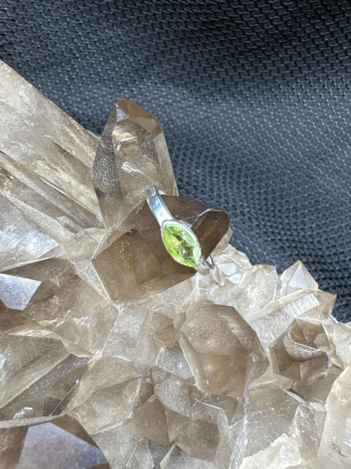 Sterling Silver Peridot Oval Ring - Size 4.5