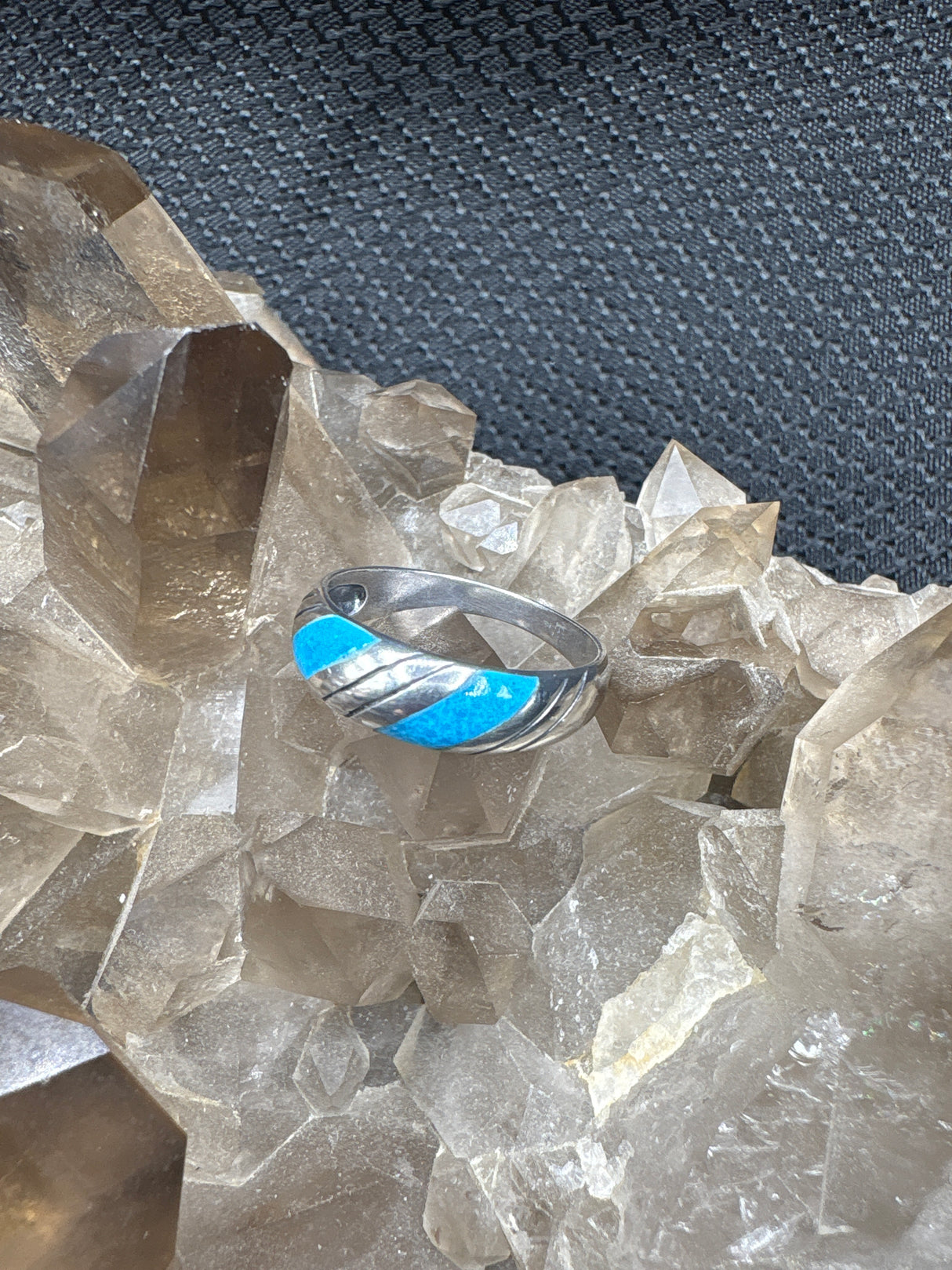 Sterling Silver Turquoise Band - Size 7.5