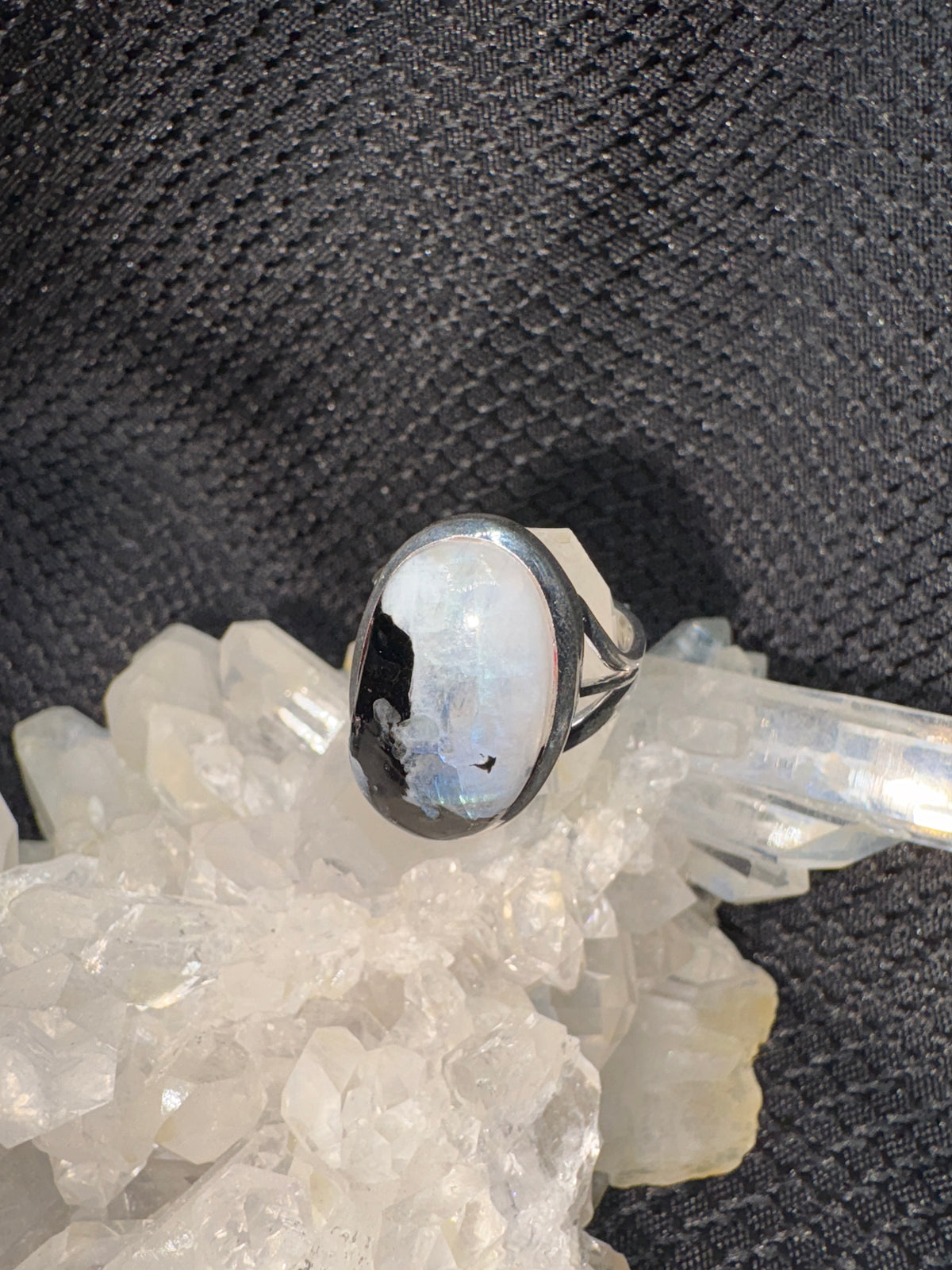 Sterling Silver Rainbow Moonstone Mica Ring - Assorted Size
