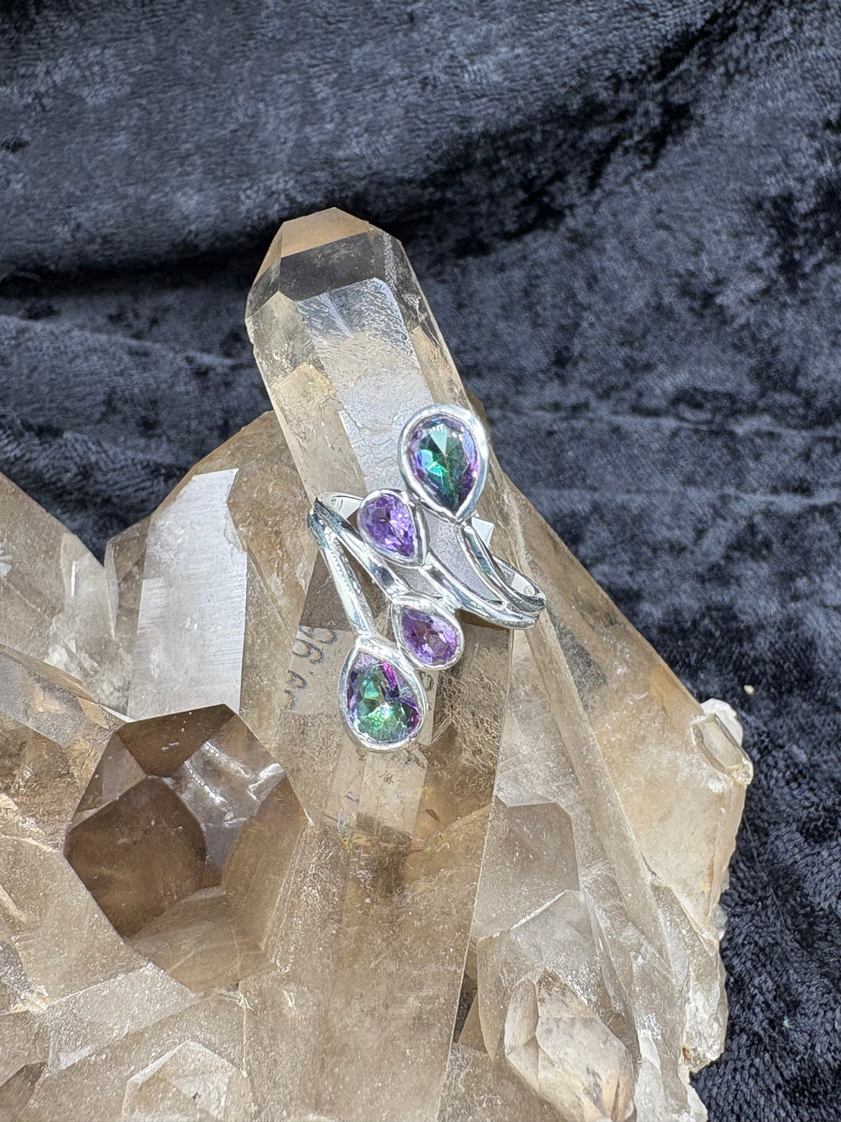 Sterling Silver Amethyst & Mystic Topaz Ring - Size 6
