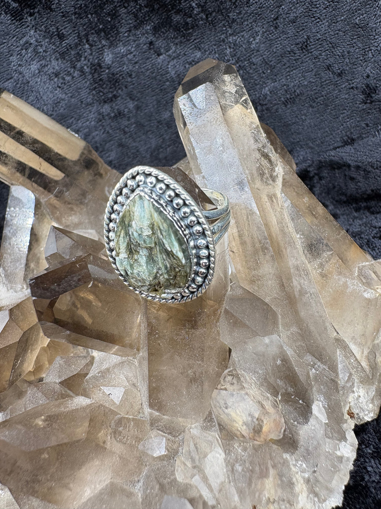 Sterling Silver Seraphinite Ring - Size 7