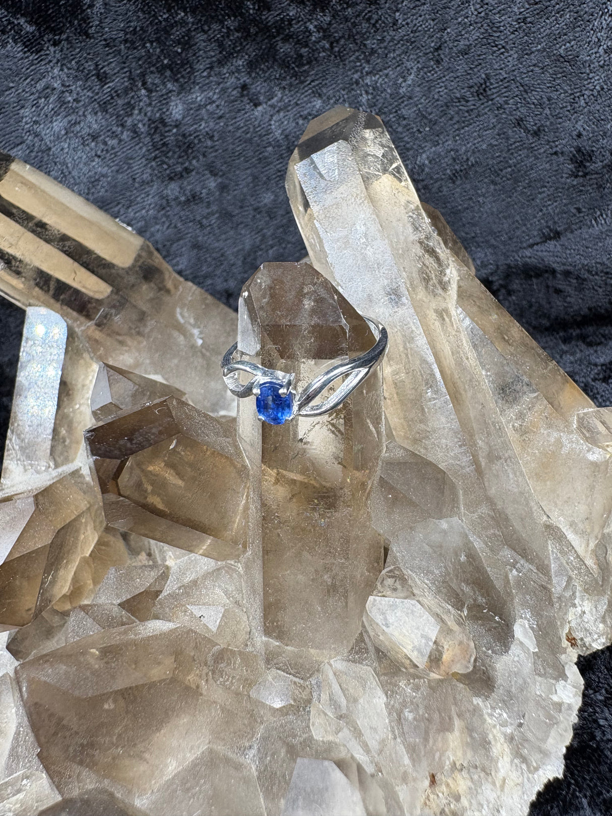 Sterling Silver Blue Kyanite Faceted Ring - Size 7