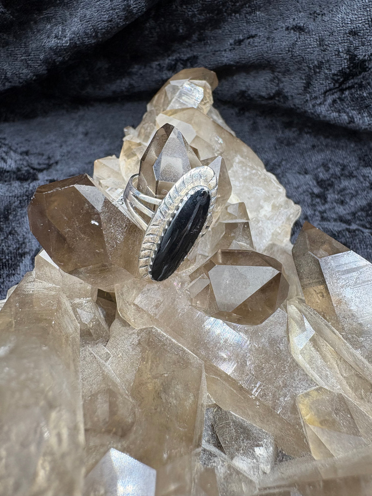 Sterling Silver Black Onyx Oblong Ring - Size 7.5