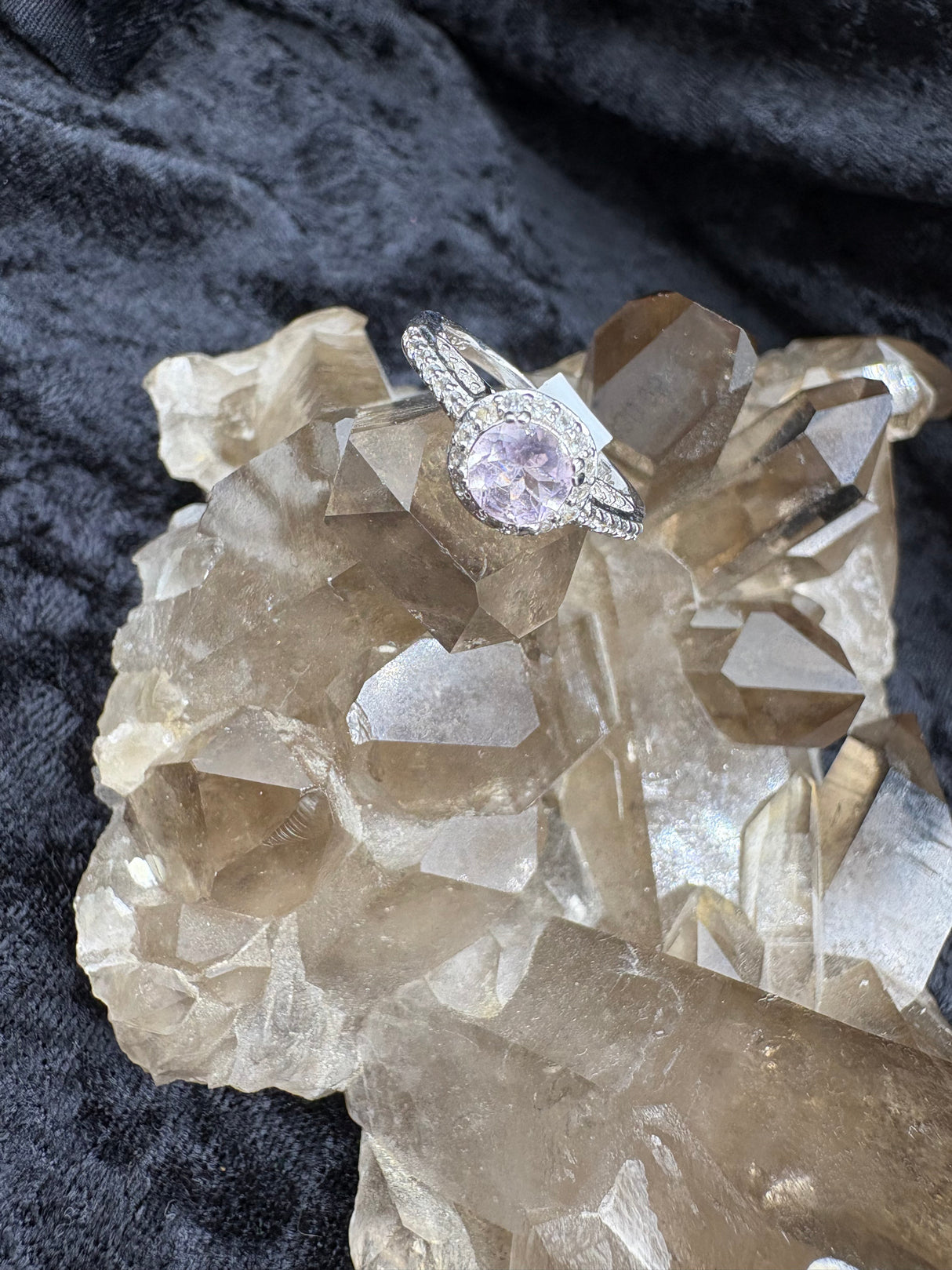 Sterling Silver Pink Zirconia Ring - Size 7