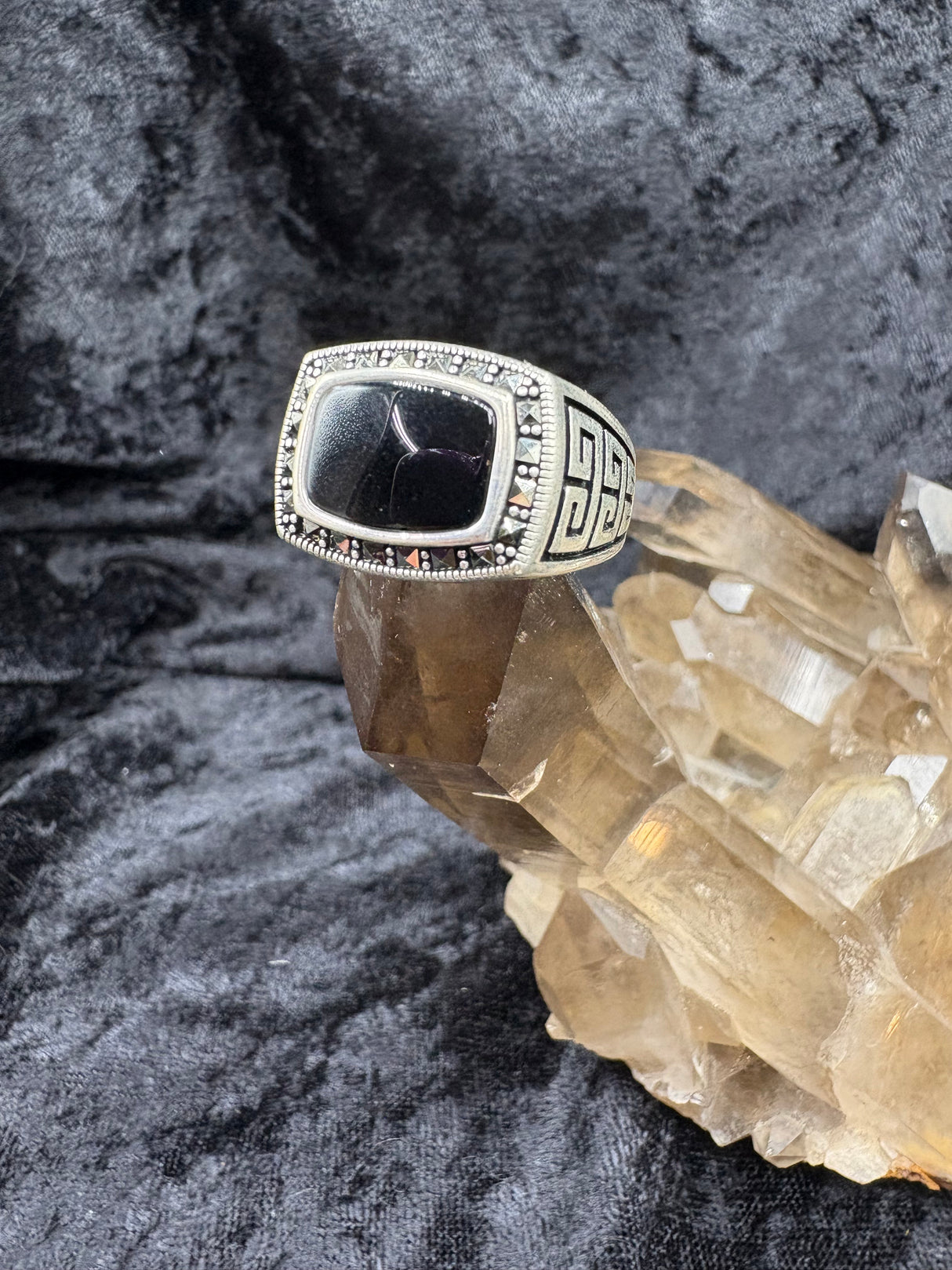 Sterling Silver Black Onyx Ring - Size 12