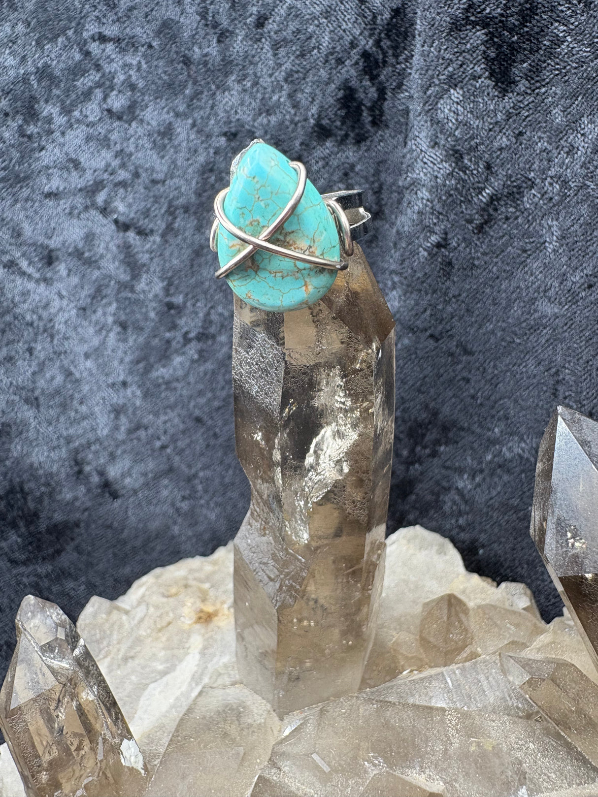 Turquoise Wire-Wrapped Adjustable Ring