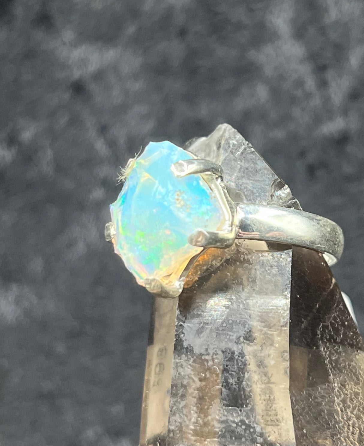 Sterling Silver Ethiopian Opal Rough Ring - Size 9