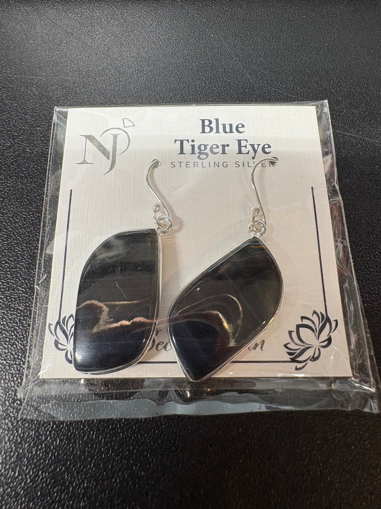 Sterling Silver Blue Indian Tiger's Eye - Earrings