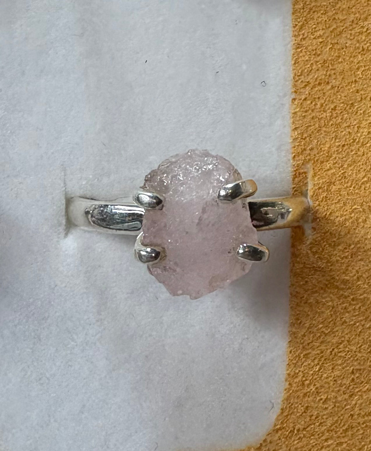 Sterling Silver Raw Morganite Ring
