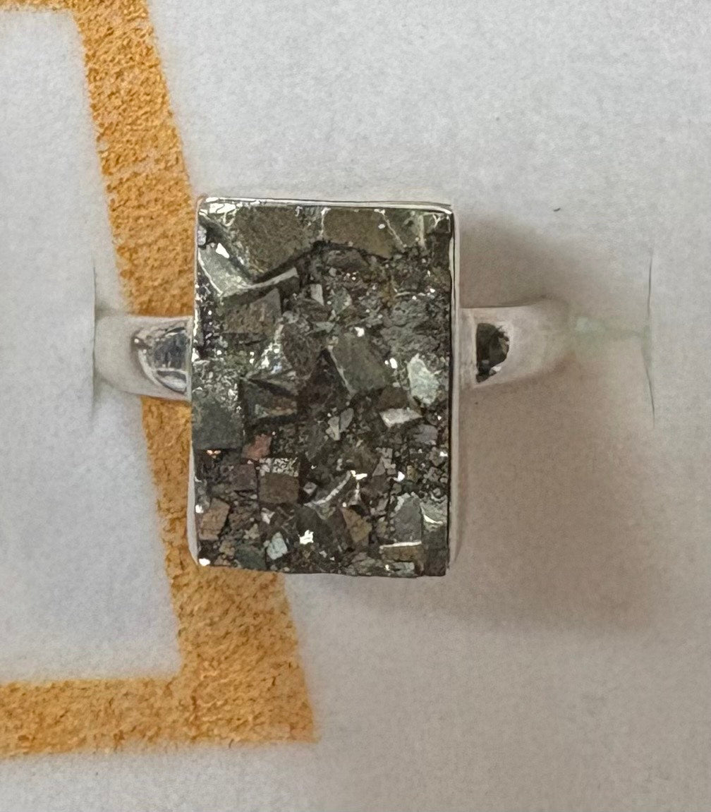 Sterling Silver Raw Pyrite Ring