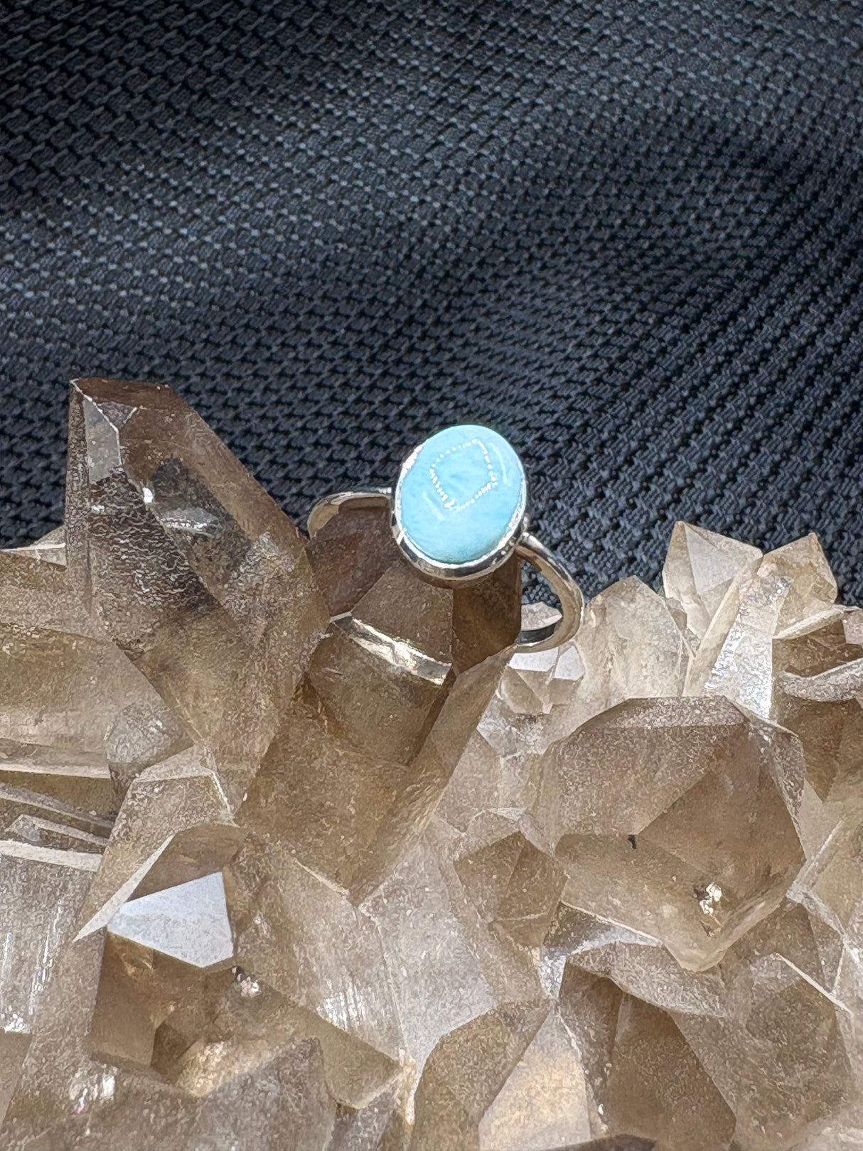 Sterling Silver Larimar Ring - Size 6.5