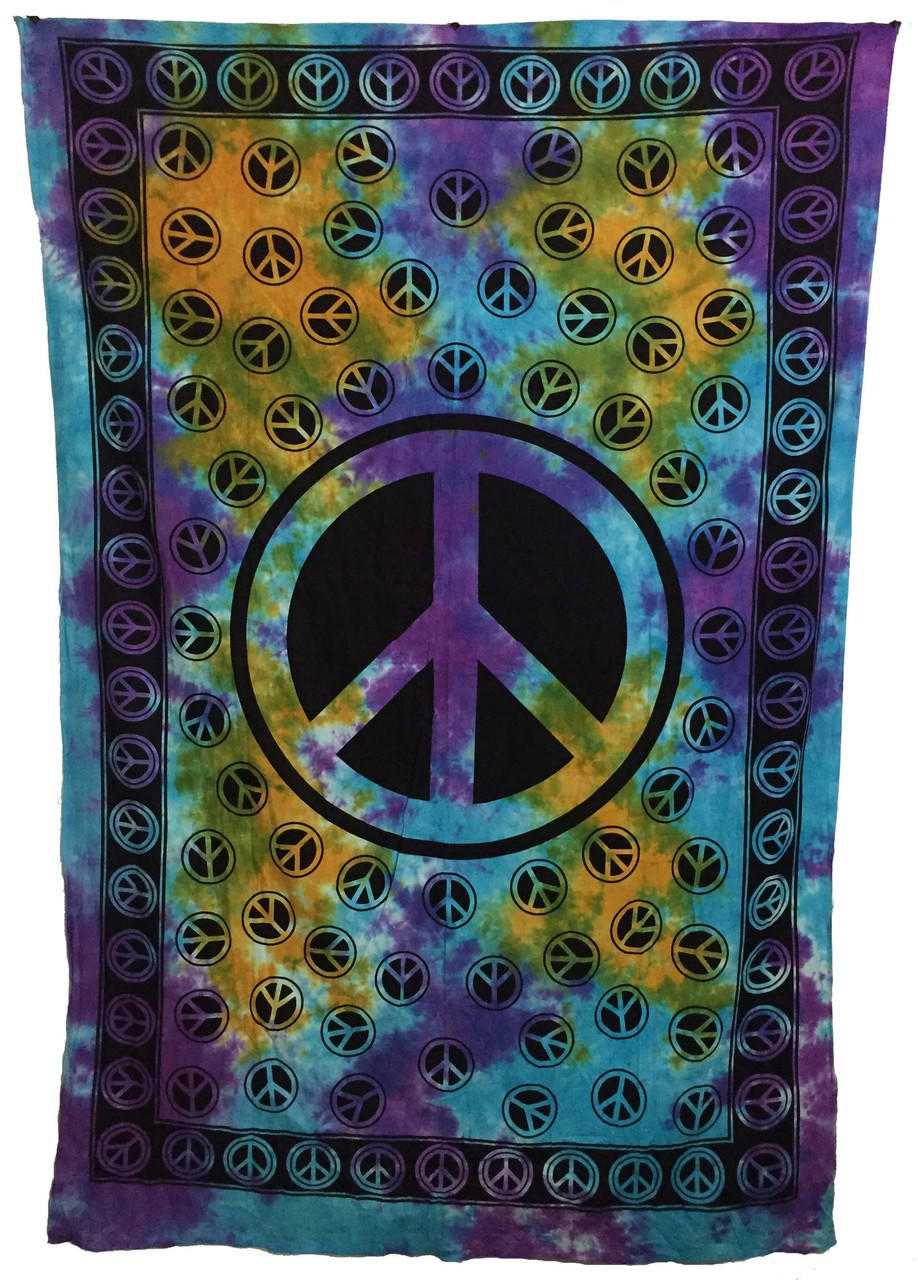 Peace Sign Tie Dye Tapestry (135x220cm)