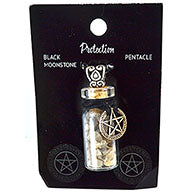 Pentagram Chip Bottle Pendant - Black Moonstone