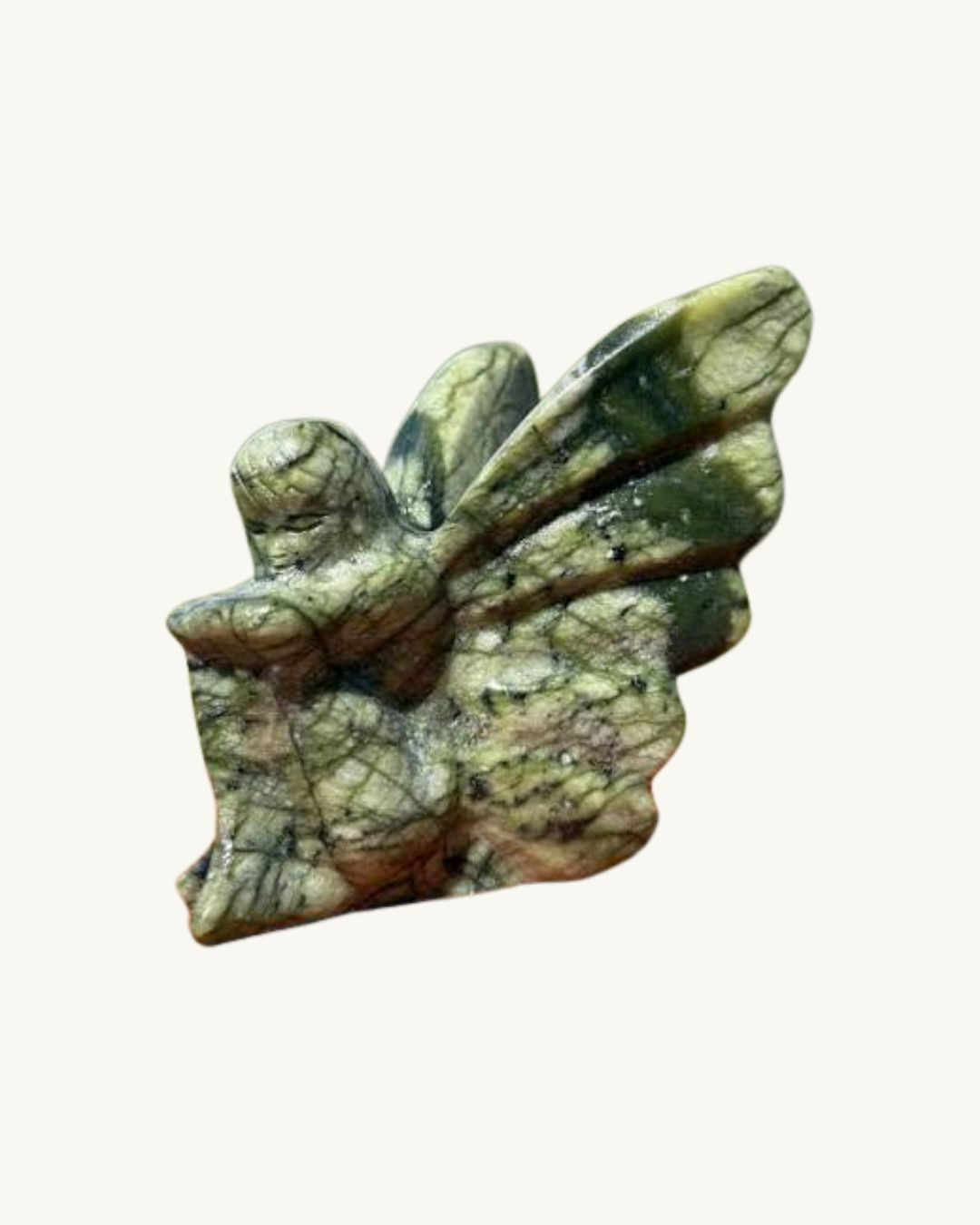 Green Jade Fairy Carving 2.75"H
