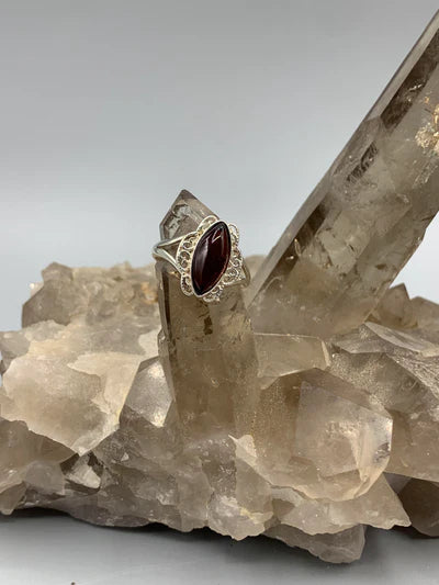 Cherry Amber Sterling Silver Ring