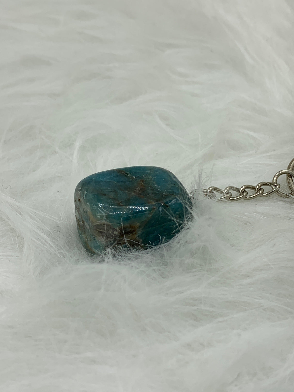 Blue Apatite Tumbled Keychain