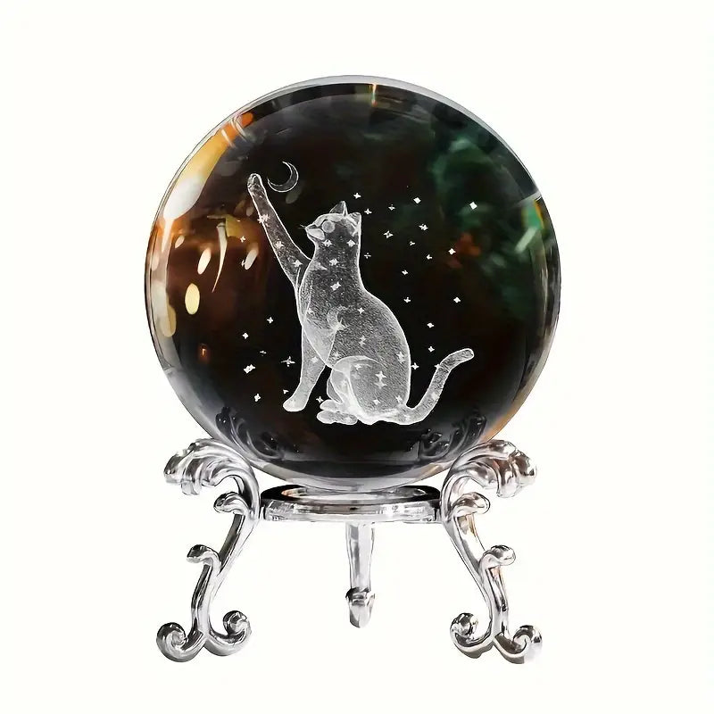 3D Crystal Ball - Cat & Moon
