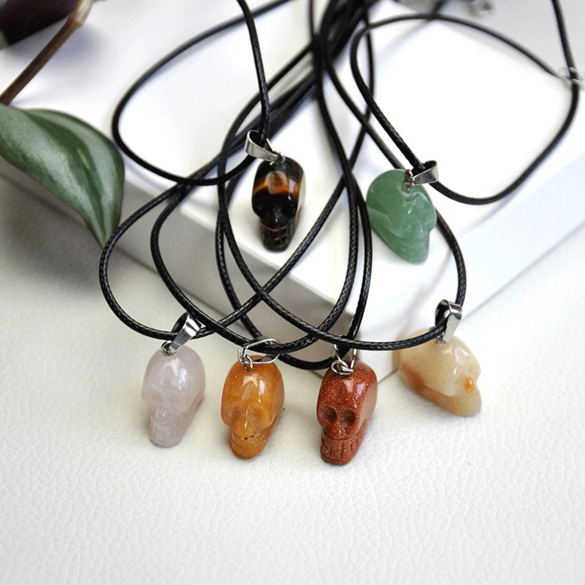 Assorted Gemstone Skull - Necklace