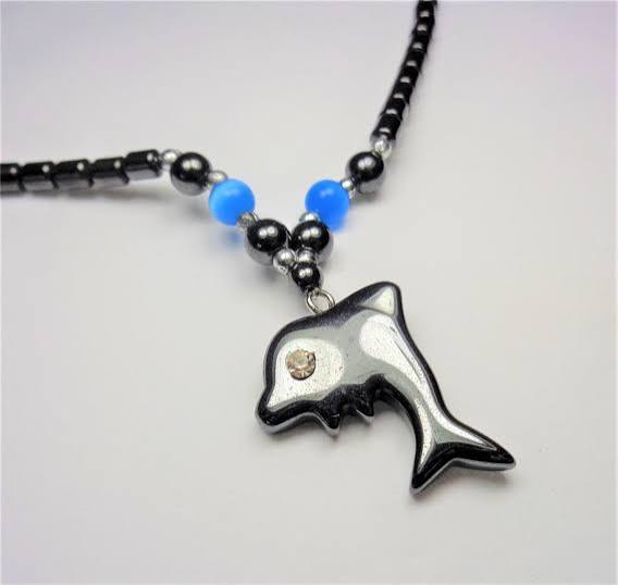 Hematite Dolphin Beaded Necklace