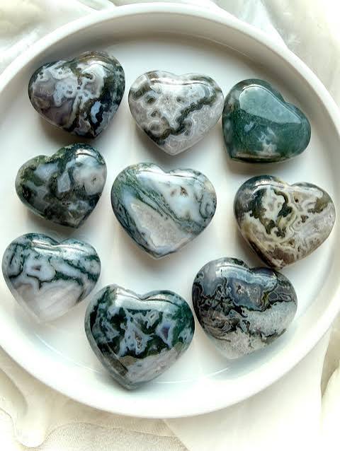 Moss Agate Heart (40-60mm)