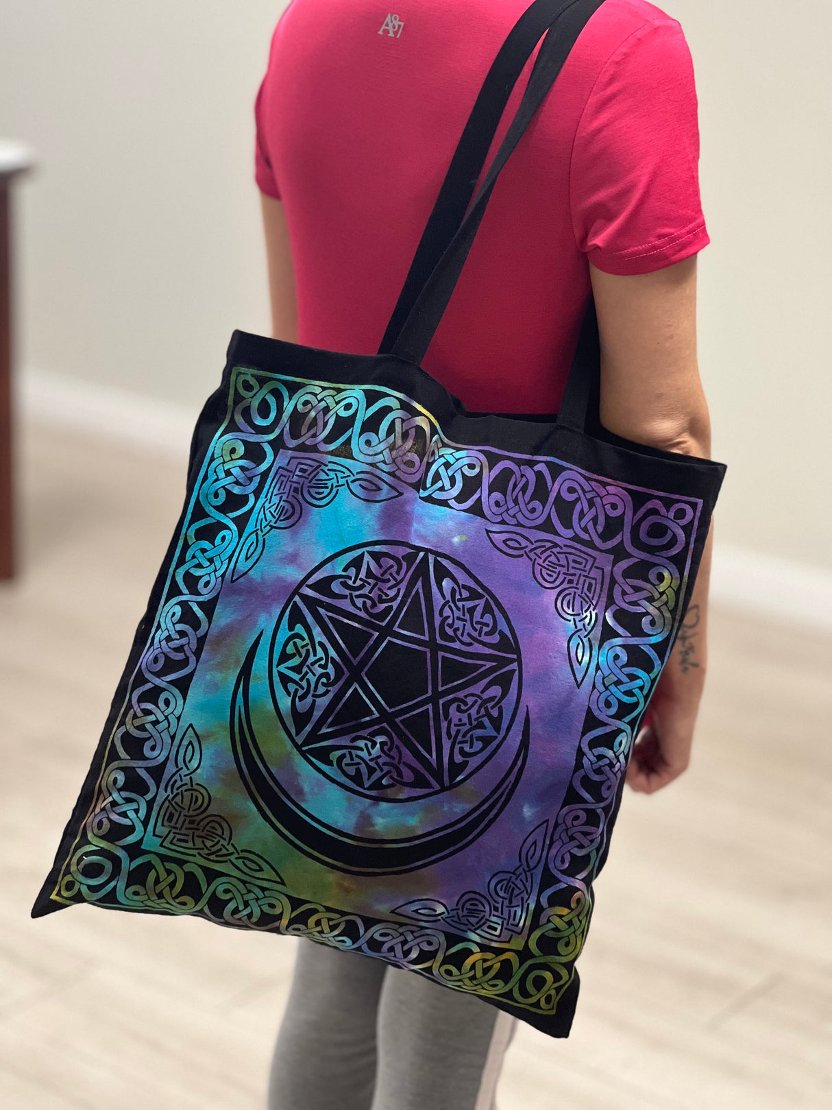Celtic Pentagram Tie Dye - Tote Bag (18x18")