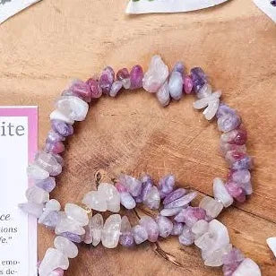 Rubellite Lepidolite Chip Bracelet
