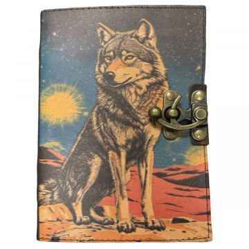 Wolf Sunset Leather Journal w/ Latch