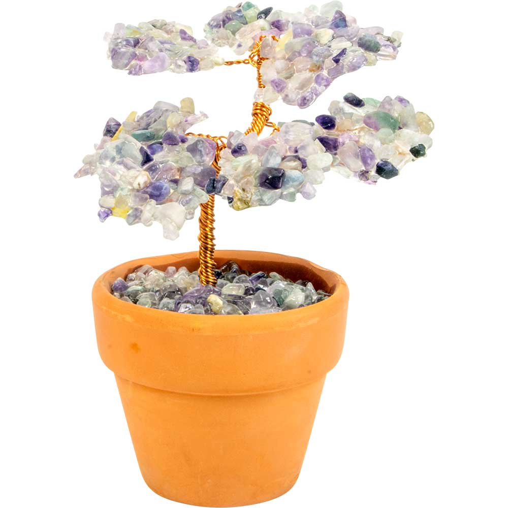 Fluorite Bonsai Tree w/ Pot (4"H)