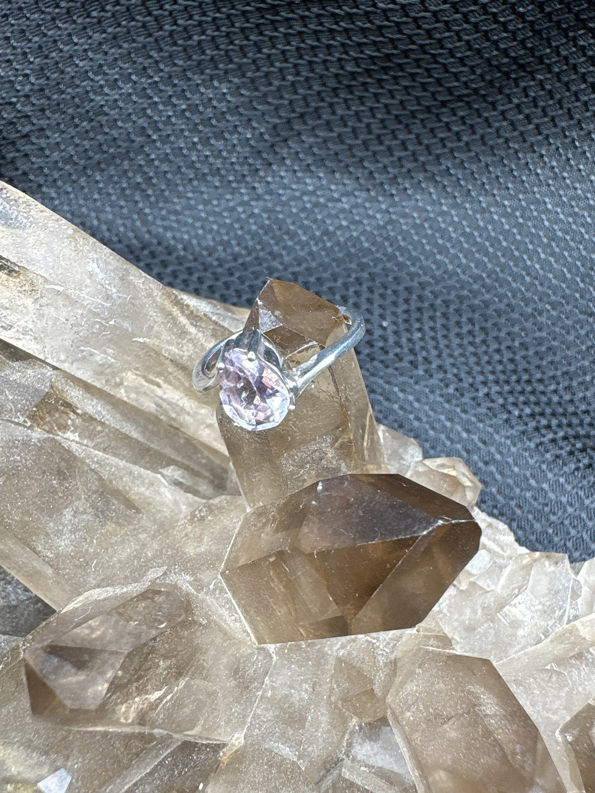 Sterling Silver Amethyst Teardrop Ring - Size 5.5